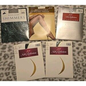 Lot Hanes Silk Ref & Berkshire Shimmers Control SheerTop Pantyhose sz CD DISCONT